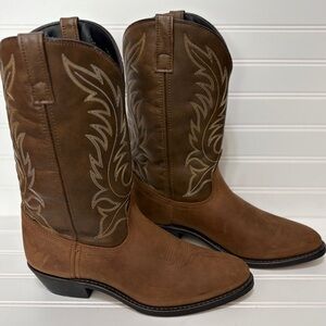 LAREDO Brown Suede Leather Vamp Fox Cowboy Western Boots Womens Size 9.5 M